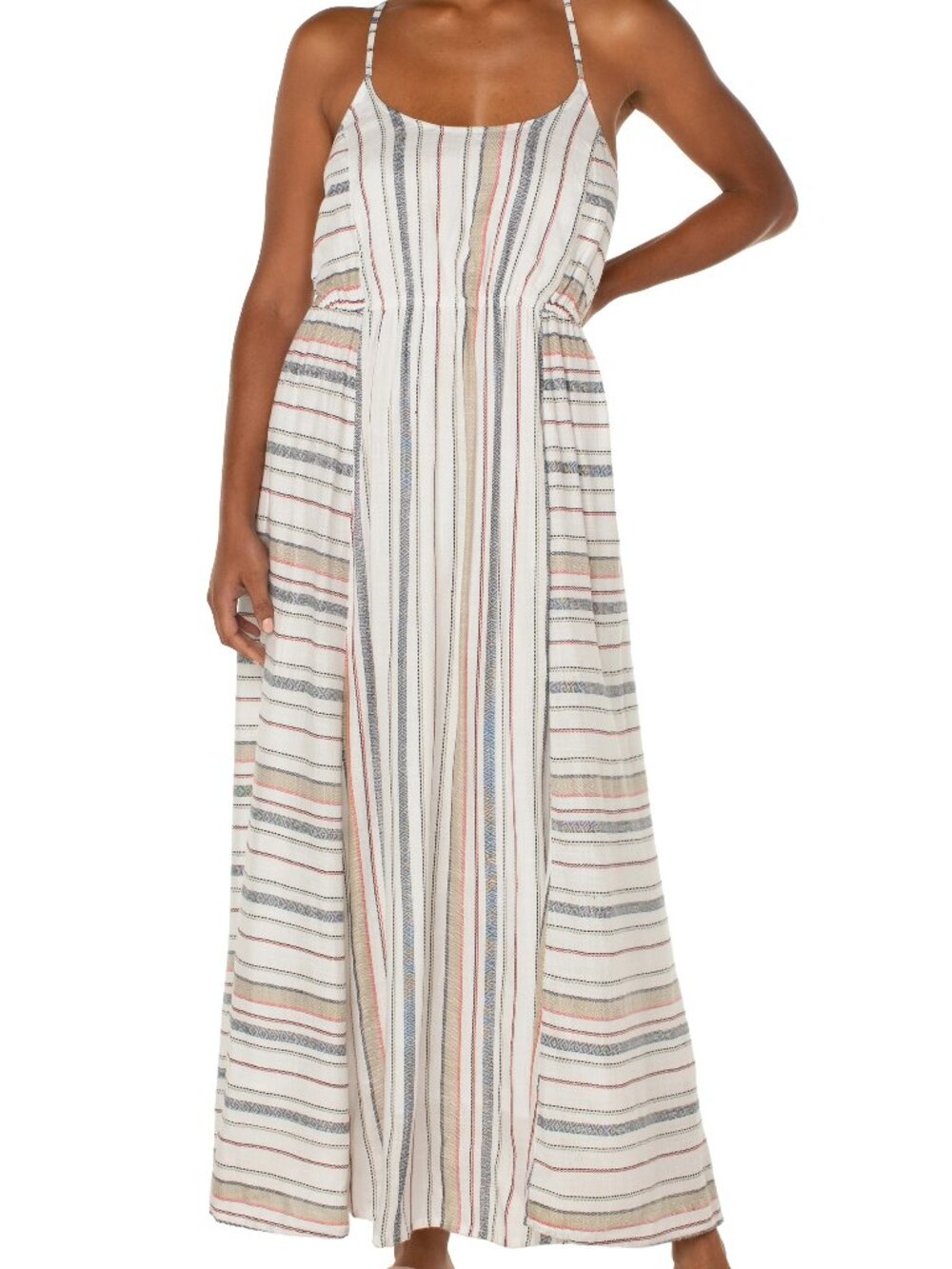 Liverpool NWT Multicolor Coastal Striped Smocked Maxi Dress Women's XL
